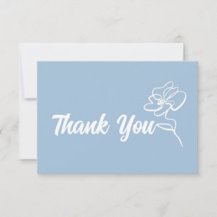 Classic French Blue Floral Sketch Thank You Card