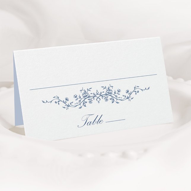 Classic French Blue Floral Wedding Place Card (Creator Uploaded)