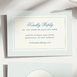 Classic French Blue Stripes RSVP Online Website Card