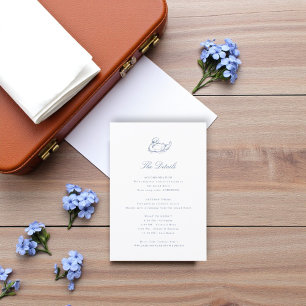 Classic French Blue swan Wedding Details Enclosure Card