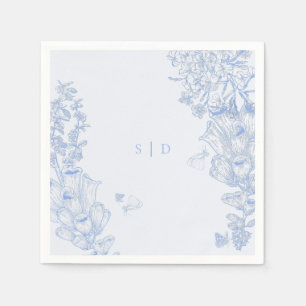 Classic French Blue White Floral Wedding Enclosure Napkins