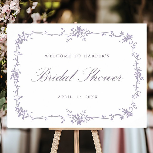 Classic French Lavender Bridal Shower Welcome  Foam Board (Creator Uploaded)