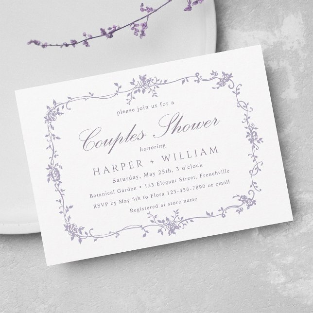 Classic French Lavender Floral Couples Shower Invitation (Creator Uploaded)