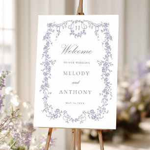 Classic French Lavender Floral Wedding Welcome Foam Board