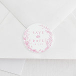 Classic French Pink Wedding Save The Date Classic Round Sticker<br><div class="desc">Classic French Pink Wedding Save The Date Stickers</div>