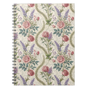 Classic French Rose & Lavender Floral Pattern Art Notebook