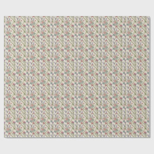 Classic French Rose & Lavender Floral Pattern Art Wrapping Paper