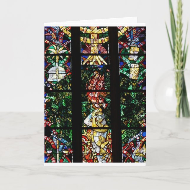 CLASSIC FRENCH STAINED GLASS DESIGN HOLIDAY CARD (Front)