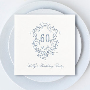 Classic French Victorian Blue 60th Birthday Party Napkins