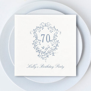 Classic French Victorian Blue 70th Birthday Party Napkins