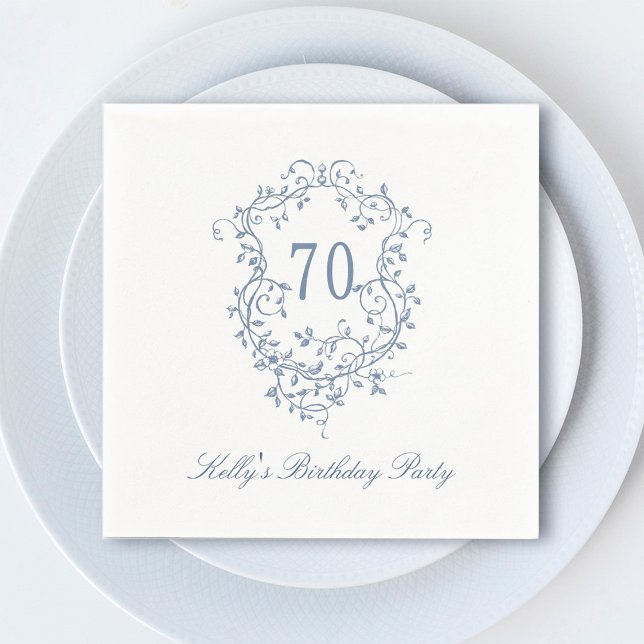 Classic French Victorian Blue 70th Birthday Party Napkins (Creator Uploaded)