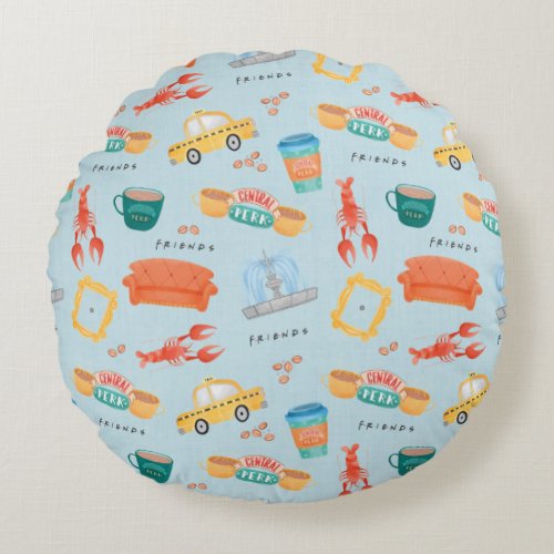 Classic FRIENDS Icons Pattern Round Pillow