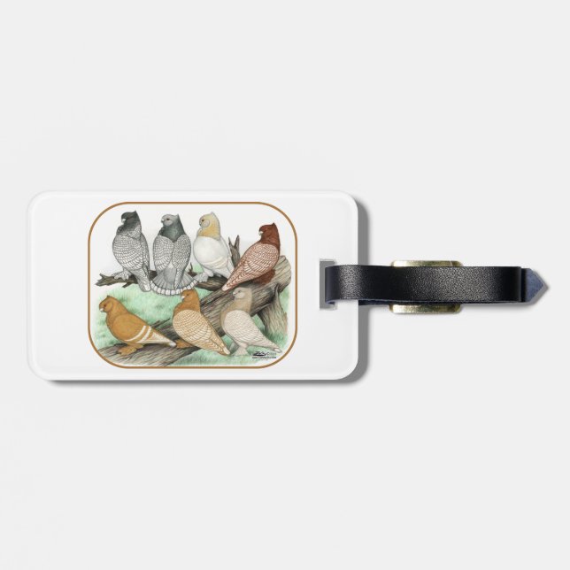 Classic Frill Pigeons Blondinettes Luggage Tag (Back Horizontal)