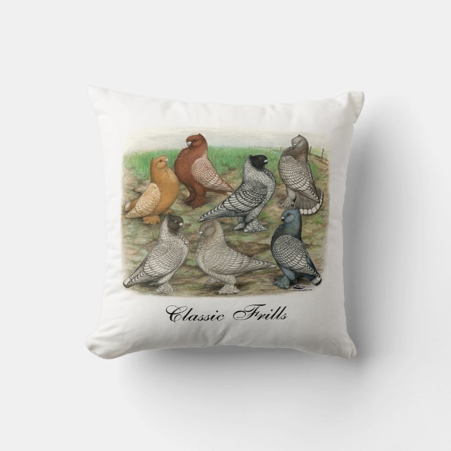 Classic Frill Pigeons Laced Blondinettes Throw Pillow (Front)