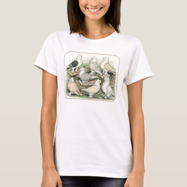 Classic Frill Pigeons Satinettes T-Shirt (Front)