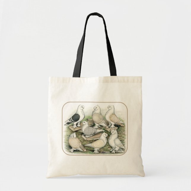 Classic Frill Pigeons Satinettes Tote Bag (Front)