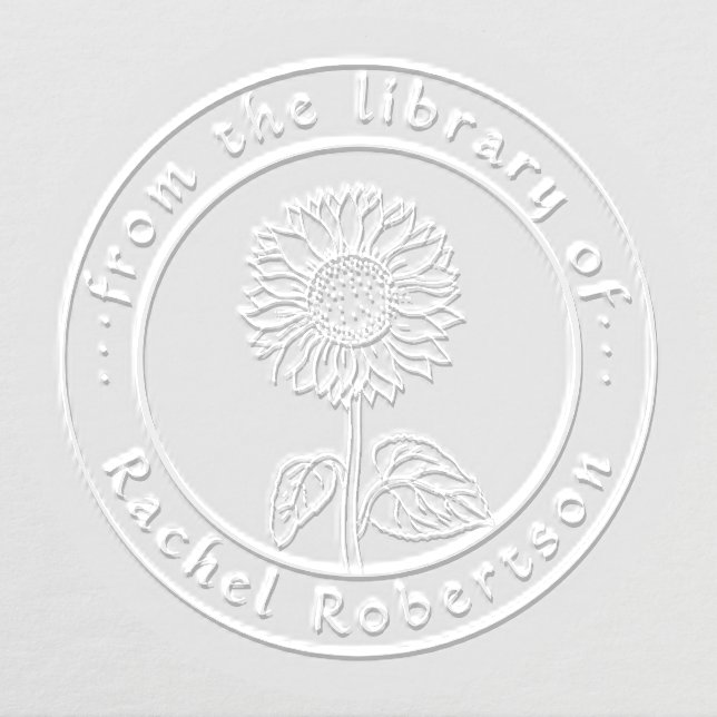 Classic From The LIbrary of Custom Sunflower Book Embosser (Design)