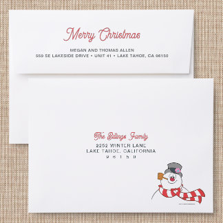 Classic Frosty the Snowman Back Addressed Envelopes