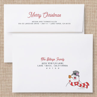 Classic Frosty the Snowman Back Addressed Envelopes