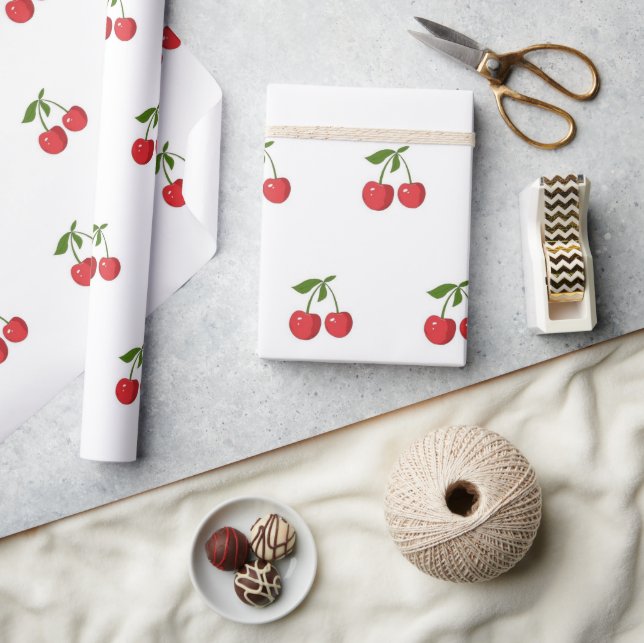 Classic Fruit Pattern Red Cherry Spring & Summer Wrapping Paper (Crafts)