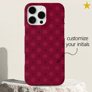 Classic Fuchsia Pink Dots Custom Name Initials iPhone 16 Pro Max Case