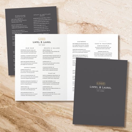 Classic Full-Course Upscale Casual Restaurant Gray Menu