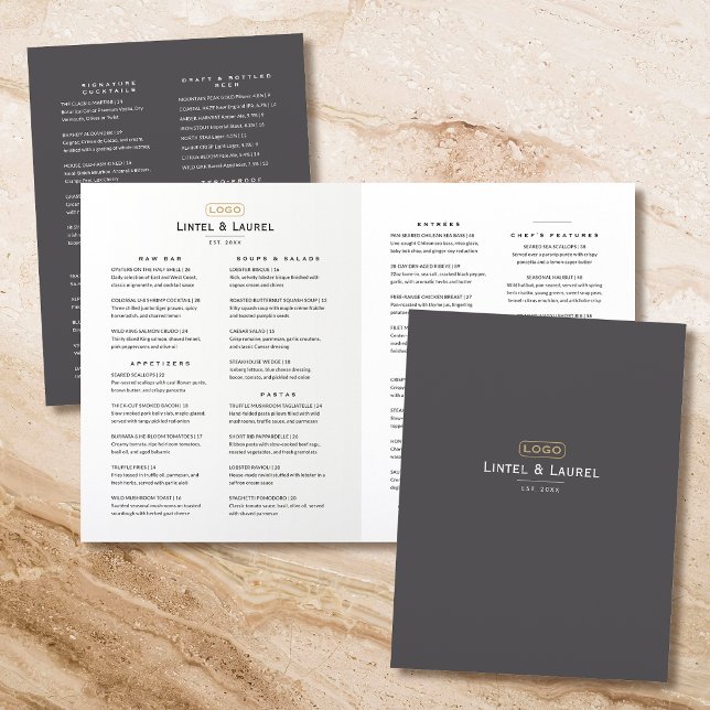 Classic Full-Course Upscale Casual Restaurant Gray Menu (Creator Uploaded)