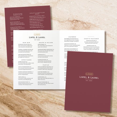 Classic Full-Course Upscale Casual Restaurant Red Menu