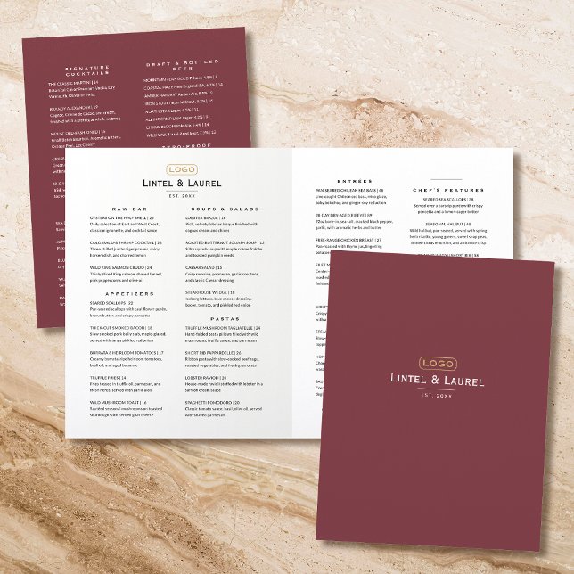 Classic Full-Course Upscale Casual Restaurant Red Menu (Creator Uploaded)