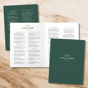 Classic Full-Course Upscale Restaurant Green Menu