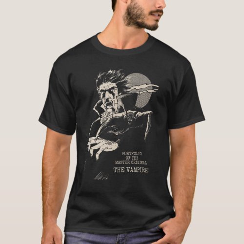 Classic Full Moon Flying Bat Vintage Halloween Vam T_Shirt