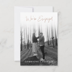 Classic Full Photo We’re Engaged white Gradient Invitation