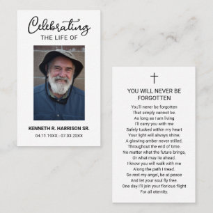 Classic Funeral Celebrating Life Photo Prayer Card