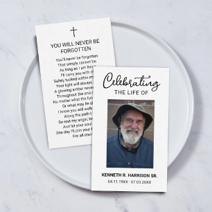Classic Funeral Celebrating Life Photo Prayer Card