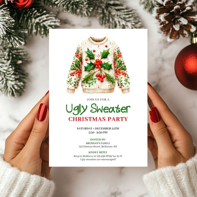 Classic Funny Ugly Sweater Holiday Invite (Classic Funny Ugly Sweater Holiday Invite)