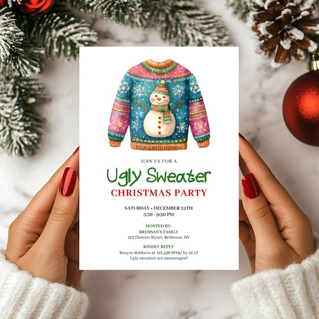 Classic Funny Ugly Sweater Xmas Party Invite (Classic Funny Ugly Sweater Xmas Party Invite)