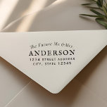 Classic Future Mr Mrs Wedding Return Address Rubber Stamp<br><div class="desc">Custom-designed wedding return address stamp featuring classic,  elegant,  and formal English style wedding stamp design. Personalize this stamp with bride and groom/couple/future Mr. and Mrs.'s last name and address for a touch of style to wedding/housewarming announcements,  invitations,  cards,  and more!</div>