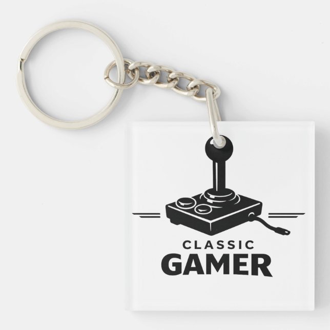 Classic Gamer Retro Joystick keychain  (Front)