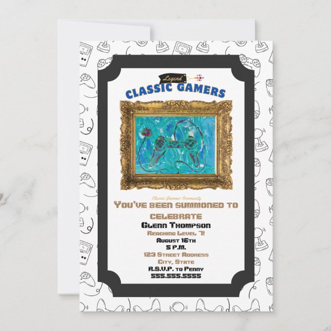 Classic Gamers Birthday Cool Play Invitation (Front)