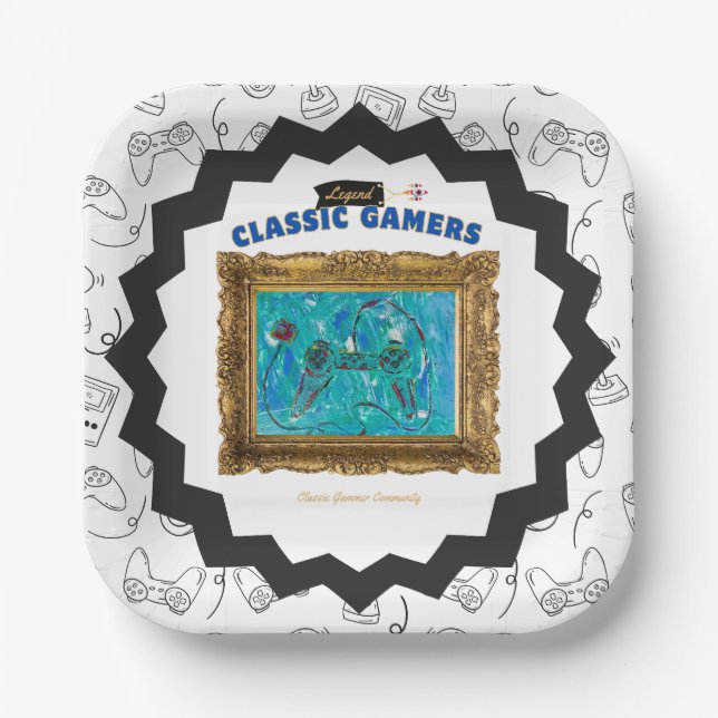 Classic Gamers Birthday Party Cool Play Plates (Front)