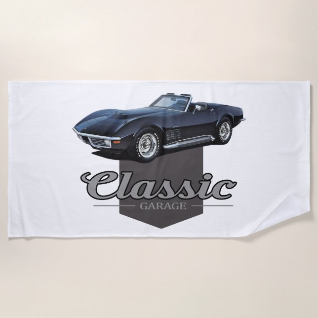 Classic Garage Corvette Beach Towel (Front)