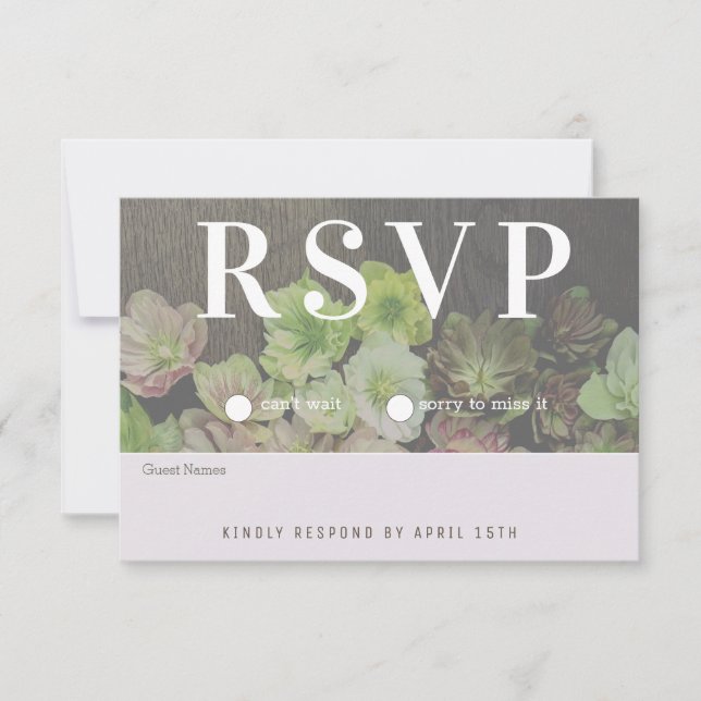 CLASSIC Garden Hellebore White and Wood RSVP Card (Front)
