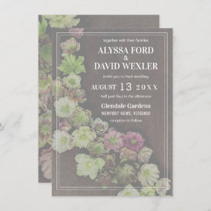 CLASSIC Garden Hellebore Wood Wedding Invitation