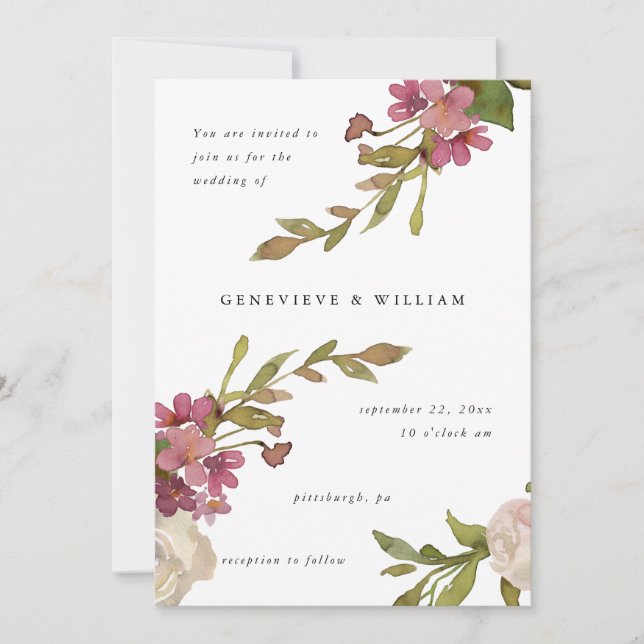 Classic Garden Watercolor Wedding (Front)