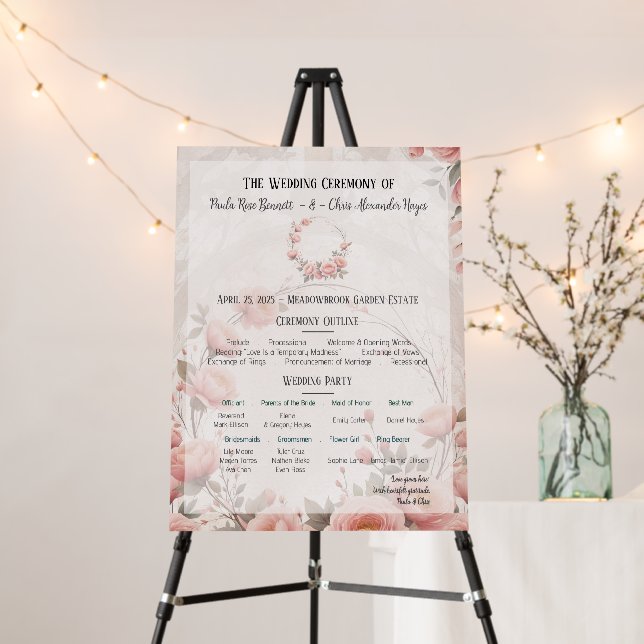 Classic Garden Wedding Program Sign (In Situ (Stand))