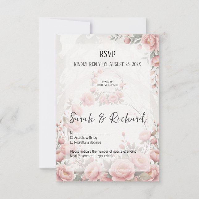 Classic Garden Wedding Romantic Floral RSVP Card (Front)