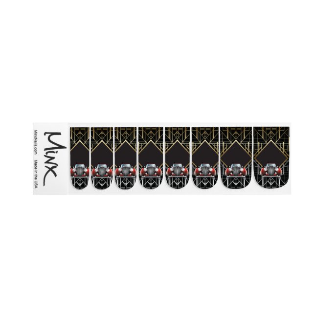 Classic Gatsby Deco Red Limo Wedding Minx Minx Nail Wraps (Left Hand)