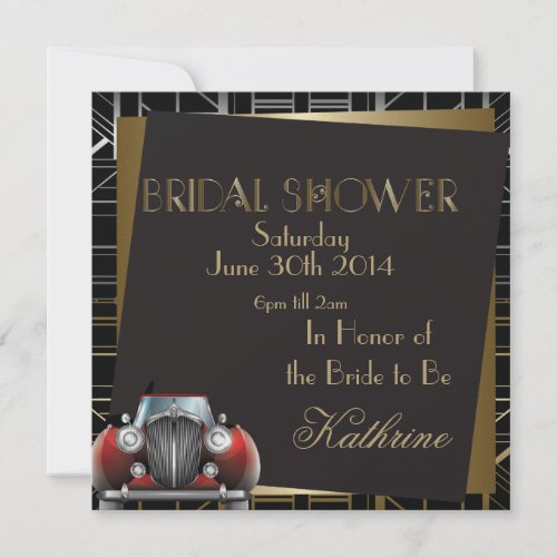 Classic Gatsby Deco Wedding Bridal Shower Invitation