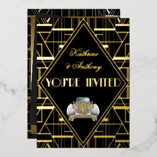 Classic Gatsby Deco Wedding Invitation Foil Invitation