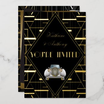 Classic Gatsby Deco Wedding Invitation Foil Invitation by Wedding_Trends at Zazzle